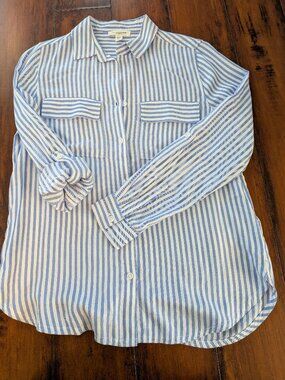 Oversized Blue Pinstripe Button up Shirt